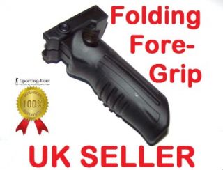 Airsoft Rifle Folding Fore Grip Black Weaver Rail 20mm 22mm Fit
