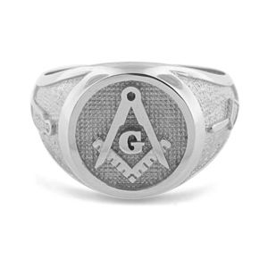 Mens Sterling Silver 925 Masonic Ring Master Freemason Square and