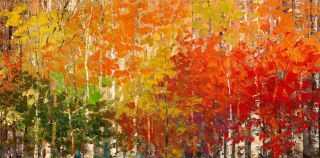 Trees Knife Texture Forest Original Fine Art Picture Autumn Painting