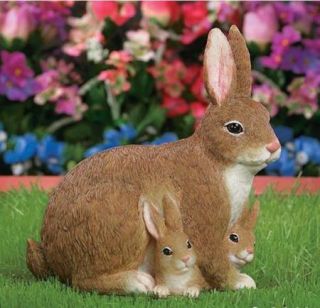 Mama Bunny Babies Outdoor Garden Statue Rabbit Family