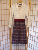 Vtg 1970s Gail Gray School Girl Shirt Waist Plaid Skirt One Piece
