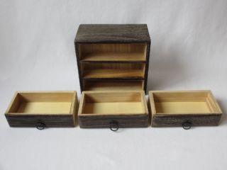 Japanese wooden drawer box; Ko Tansu/ nice garin/ burnt Paulownia/ 929
