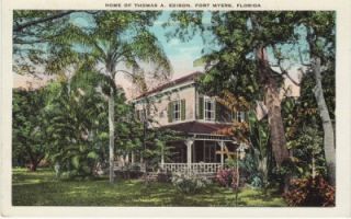  Postcard c1920s Home of Thomas A Edison Fort Myers FL Unused
