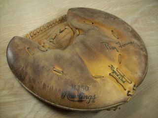 Vintage Rawlings Ray Fosse Baseball Leather Catchers Glove Mitt Pro