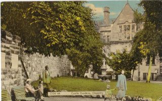 Vintage Frith Colour Postcard of The Castle Gardens Oswestry OSW44