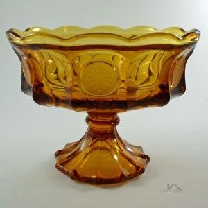 Vintage Fostoria Coin Amber Glass Large Footed Compote