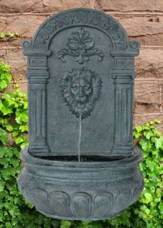 Imperial Lion Outdoor Wall Fountain Lead Finish