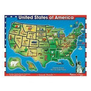  Doug Deluxe Wooden USA Map Sound Puzzle New Pegged Puzzles Games Toys
