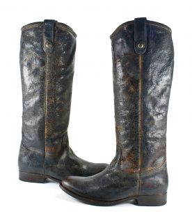 Frye Melissa Button Chocolate Brown Leather Cowboy Pull On Boots