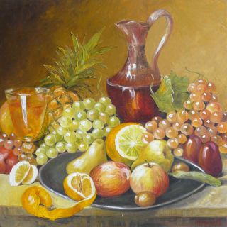  Art Original Oil Painting on Canvas Still Life with Fruits