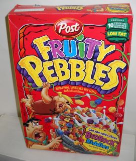 1992 Fruity Pebbles Cereal Box ee071 