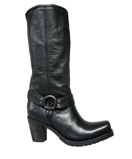 Frye Womens Harness Boots Heath Heel Black Leather 76447 Sz 6 M