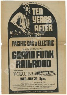 Ten Years After Grand Funk Railroad Concert Ad Poster