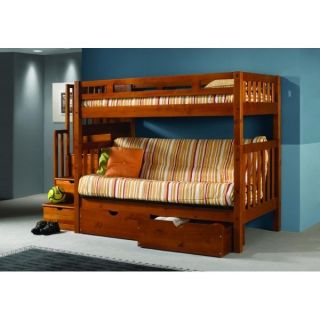 BIG SOLID WOOD Twin Over FUTON STAIRCASE Bunk Bed w/STORAGE   HOUSTON
