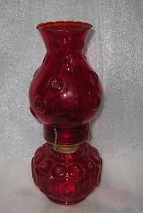 Vintage L E Smith Moon Star Ruby Glass Oil Lamp