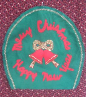 Vintage Bucilla Toilet Lid Seat Cover Merry Christmas Jingle Bells