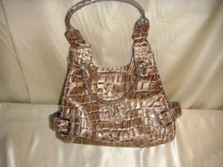 Genna De Rossi Brown Croc Handbag Purse Used Good