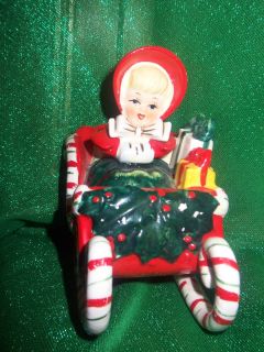 Geo Lefton Girl in Sleigh with Presents Vintage 1950s Era Made in