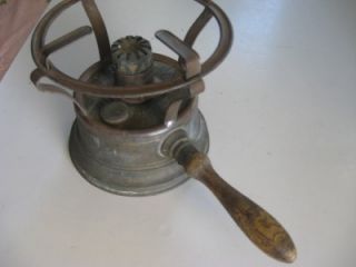 Vintage Antique IHirondells French Camp Stove Brass Wood Handle Very