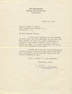 George C Marshall Typed Letter Signed 03 26 1940