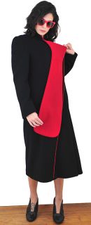 Vtg 1980s Red & Black AVANT GARDE WOOL Puff Sleeve WINTER Long Dress