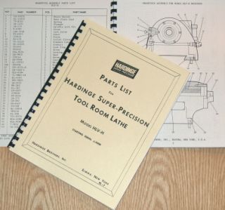 Hardinge HLV H Metal Lathe Parts Manual