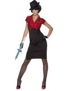 1920s Gangster Costume  Red and Black with Skirt, Shirt, Braces and