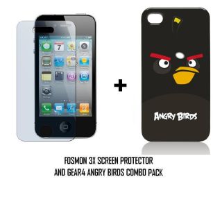 Gear4 Angry Birds Hardshell Case 3 Pack Screen Protector for iPhone 4