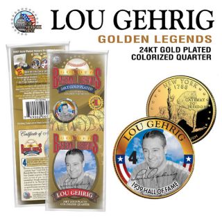 Lou Gehrig NY Yankees Promo Gold US Mint State Quarter