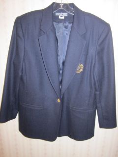 HERMAN GEIST Petite navy blue with crest and brass button jacket