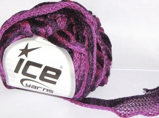 ICE Frilly mesh Scarf Yarn for knitting scarves ruffle yarn Purple