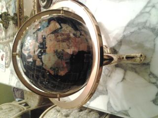 Gemstone World Globe 9 Brass Base with Compass