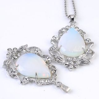 1PC Opal Opalite Gemstone Crystal Flower Teardrop Bead Pendant Free