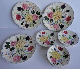 Blue Ridge Southern Pottery Grandmothers Garden Plates Dishes Saucers