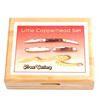 Frost Cutlery Little Copperhead Set Of Three Canoe Style Knives