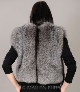 Blue Frost natural full skin fox fur vest   SAGA ROYAL quality   Sizes