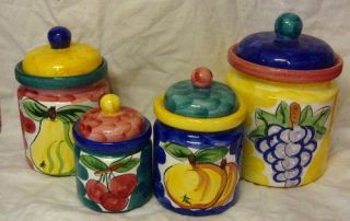 Tabletops Unlimited Fruita de Roma Cannister Set of Four