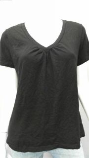 George Ladies Womens L Comfort Short Sleeve V Neck T Shirt Tee Black