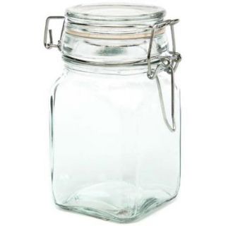 Glass Jar w Locking Lid 4 75 H x 2 5 Square Holds 7 FL oz Case of 36