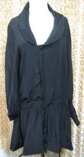 Geren Ford Womens Gorgeous Black Silk Blouson Sleeve Drop Waist Shirt