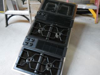 Jenn Air Downdraft Cooktop Gas Black with Grill Unit Stainless Trim