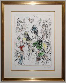 Marc Chagall Lithograph Clown with A Yellow Goat 43 50 Signed in