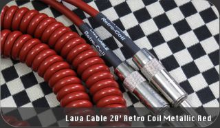 Lava Cable 20 Foot Retro Coil Guitar Chord Metallic Red NEW   FREE