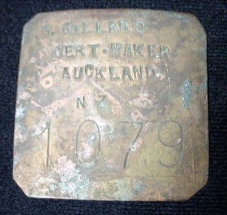  Light Makers Name Plate G Gillard Cert Maker Auckland NZ 1079