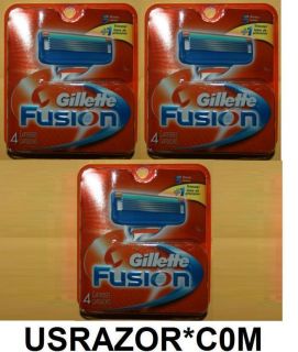 12 Gillette Fusion Razor Blades Cartridges Replacement Refills Shaver
