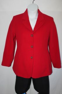 Herman Geist Blazer Jacket Cashmere Wool Blend 3 Button Front Red