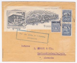 Colombia Juan Giraldo Advertising Airmail Cover to Germany with Scott