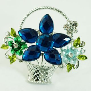  Flower Basket Style Silver Plated Gemstone Brooch Pin Costume