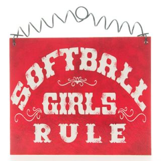 Softball Girls Rule Sign Cottage Chic Dorm Decor Gift