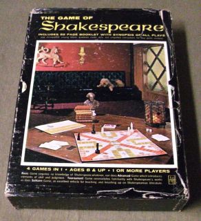 The Game of Shakespeare Board Game 4 Games in 1 Avalon 1966 Vintage